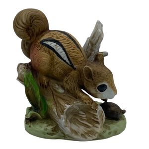 Homco Porcelain Squirrel Chipmunk with Turtle